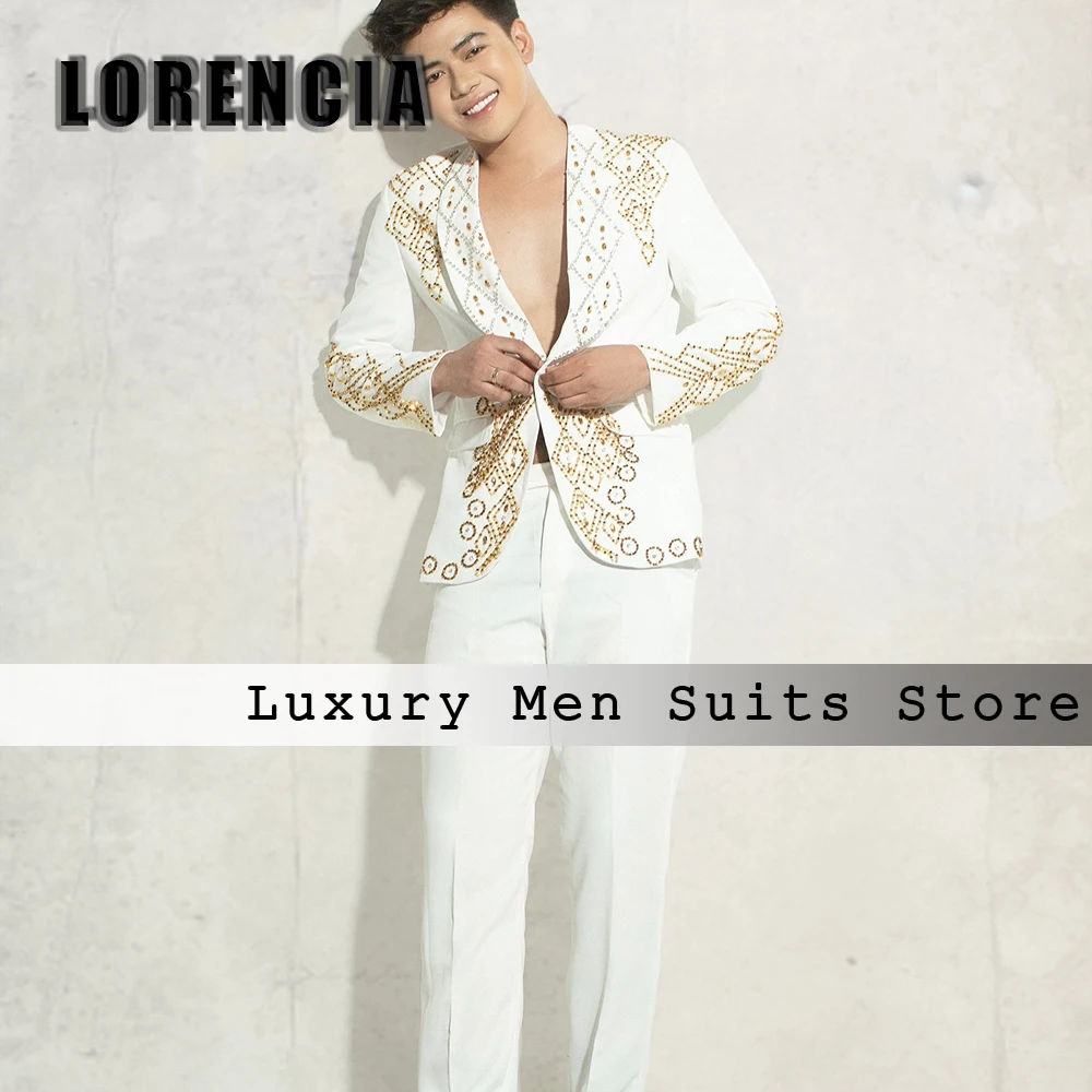 Glitter Rhinestone Male Suits 2 Piece Tuxedos Suit Luxury Jewel Wedding Outfits Customized Blazer Pants terno smoking masculino
Glitter Rhinestone Male Suits 2 Piece Tuxedos Suit Luxury Jewel Wedding Outfits Customized Blazer Pants terno smoking masculino