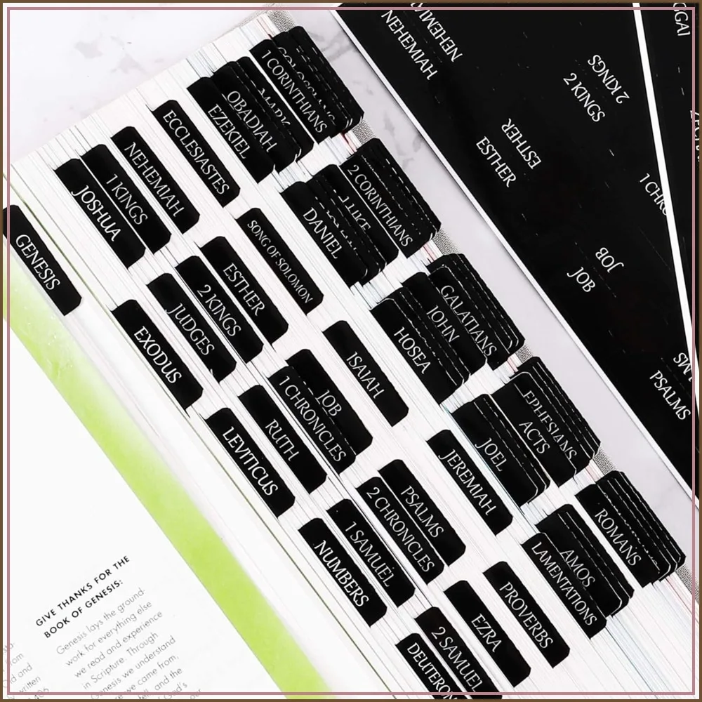 Reposition Laminated Bible Tabs, Large Print Stickers, Easy to Read and Apply for Men and Women (Luxury Black)
Reposition Laminated Bible Tabs, Large Print Stickers, Easy to Read and Apply for Men and Women (Luxury Black)