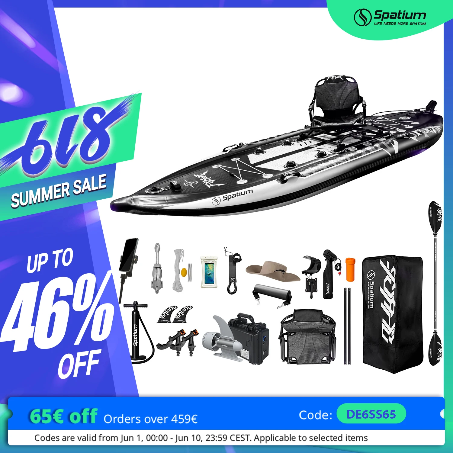 Spatium Fishing Paddle Board, Inflatable Stand Up Paddle Board with Electric Fin, 2 Fishing Rod Holders, Fishing Boat for Adults
Spatium Fishing Paddle Board, Inflatable Stand Up Paddle Board with Electric Fin, 2 Fishing Rod Holders, Fishing Boat for Adults