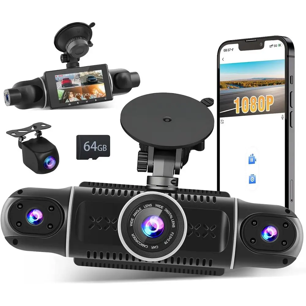 360 ° 4-канальный автомобильный видеорегистратор с камерой 1080P, 3 экранами, управлением через приложение, G-сенсором, ночным видением, циклической записью, карта памяти 64 ГБ в комплекте
360 ° 4-канальный автомобильный видеорегистратор с камерой 1080P, 3 экранами, управлением через приложение, G-сенсором, ночным видением, циклической записью, карта памяти 64 ГБ в комплекте