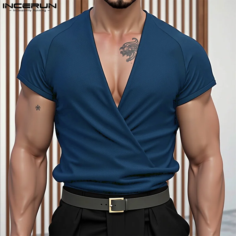Men T Shirt Solid Color Deep V Neck Short Sleeve Sexy Male Tee Tops Summer Streetwear 2025 Fashion Casual Men Clothing INCERUN
Men T Shirt Solid Color Deep V Neck Short Sleeve Sexy Male Tee Tops Summer Streetwear 2025 Fashion Casual Men Clothing INCERUN