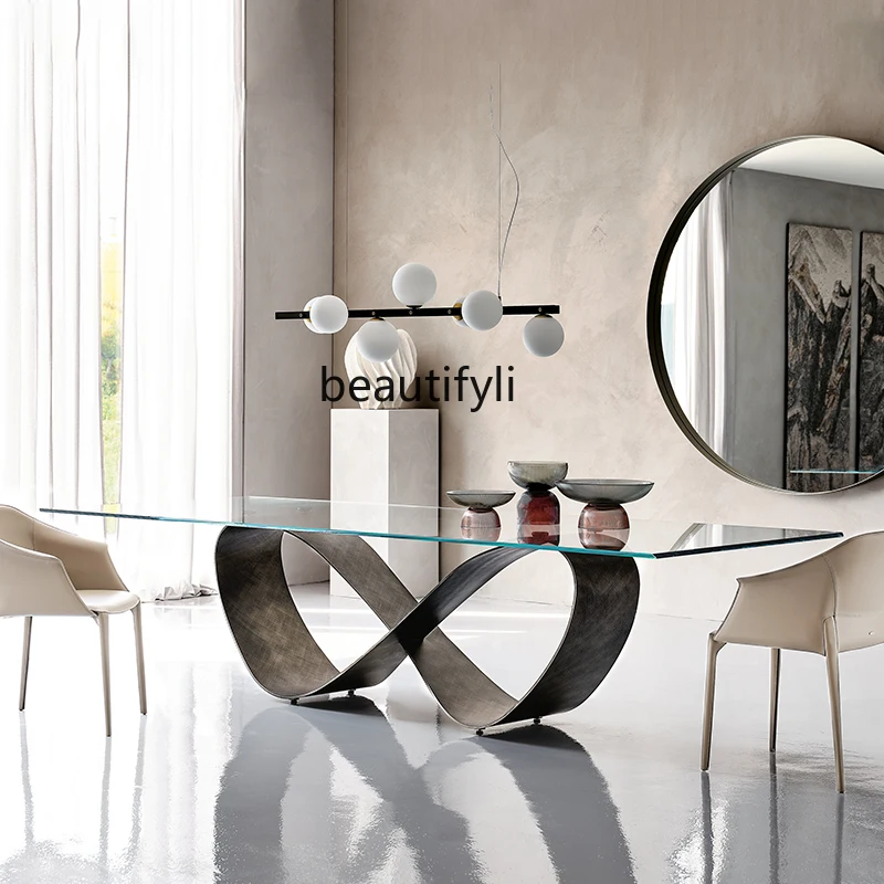 Italian light luxury rock slab dining table villa living room modern minimalist rectangular tempered glass dining table
Italian light luxury rock slab dining table villa living room modern minimalist rectangular tempered glass dining table
