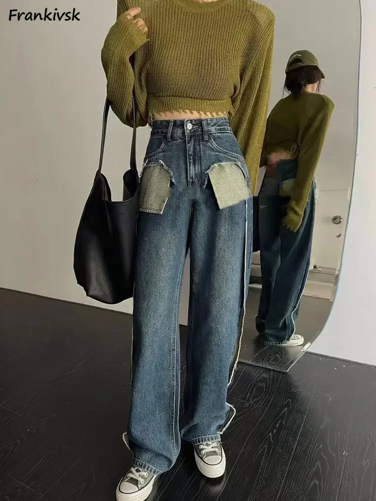 High Waisted Jeans Women Retro Denim All-match College Ladies Trousers Wide-leg Loose Basic Daily Spliced Design Ins
High Waisted Jeans Women Retro Denim All-match College Ladies Trousers Wide-leg Loose Basic Daily Spliced Design Ins