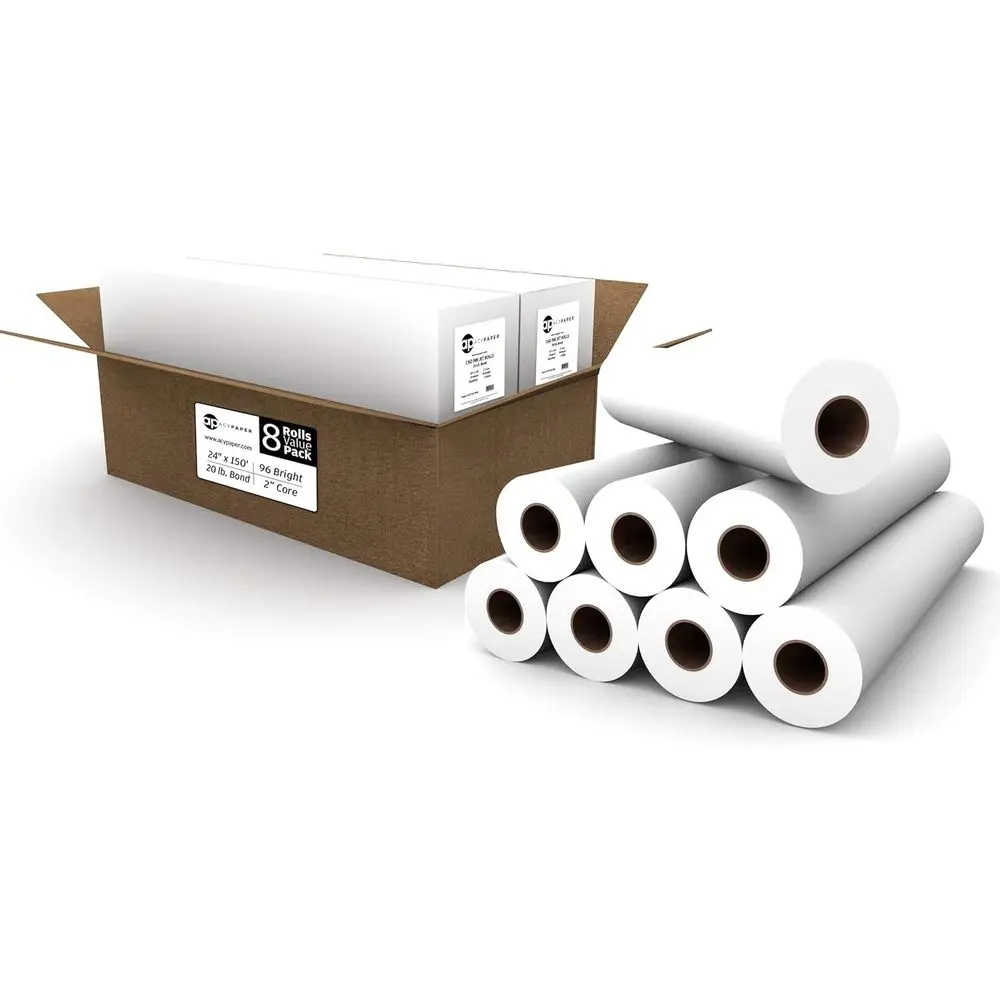 24-Pack 150 GSM Plotter Paper Rolls for CAD, Wide Format Inkjet Printers
24-Pack 150 GSM Plotter Paper Rolls for CAD, Wide Format Inkjet Printers