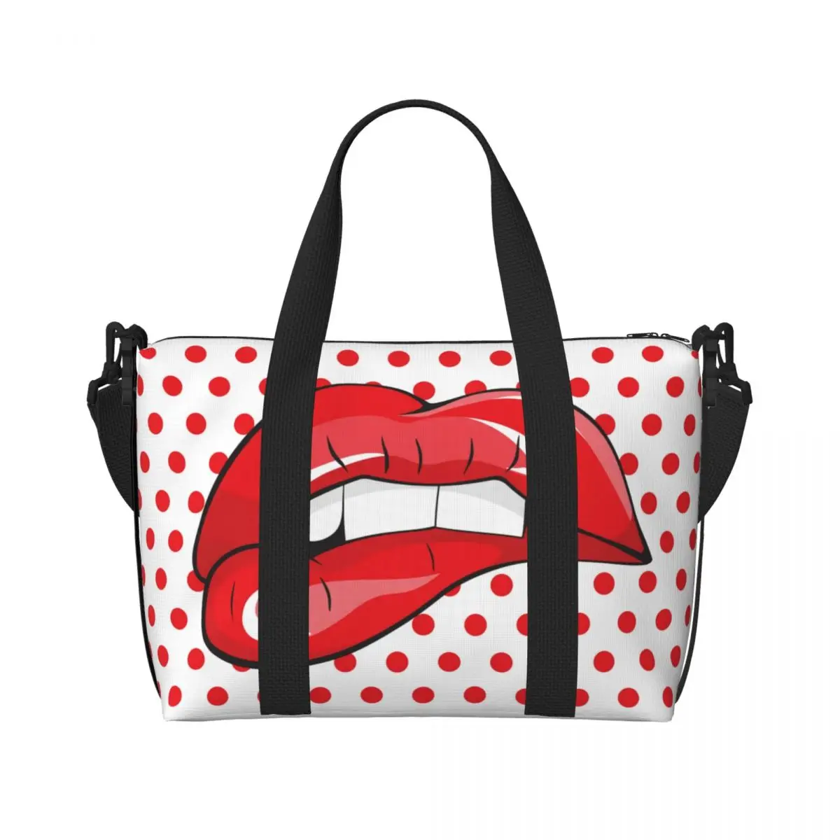 Custom Hot Red Lips With White Teeth Biting Bottom Lip Groceries Tote Shopping Bag Women Big Capacity Gym Beach Travel Bags
Custom Hot Red Lips With White Teeth Biting Bottom Lip Groceries Tote Shopping Bag Women Big Capacity Gym Beach Travel Bags