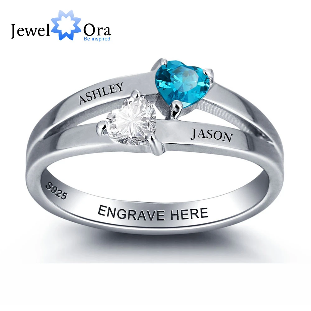 Personalized 925 Sterling Silver Double Heart Birthstone Ring DIY Name Ring Customize Jewelry Unique Gift (JewelOra RI101976)
Personalized 925 Sterling Silver Double Heart Birthstone Ring DIY Name Ring Customize Jewelry Unique Gift (JewelOra RI101976)