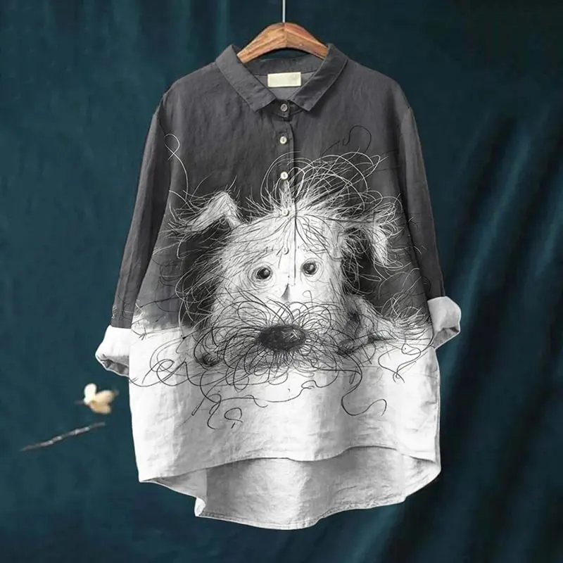 Vintage Cute Dog Scrawled Puppy Art Print Casual And Linen Shirt 3D Printed Casual Lapel Blouse
Vintage Cute Dog Scrawled Puppy Art Print Casual And Linen Shirt 3D Printed Casual Lapel Blouse