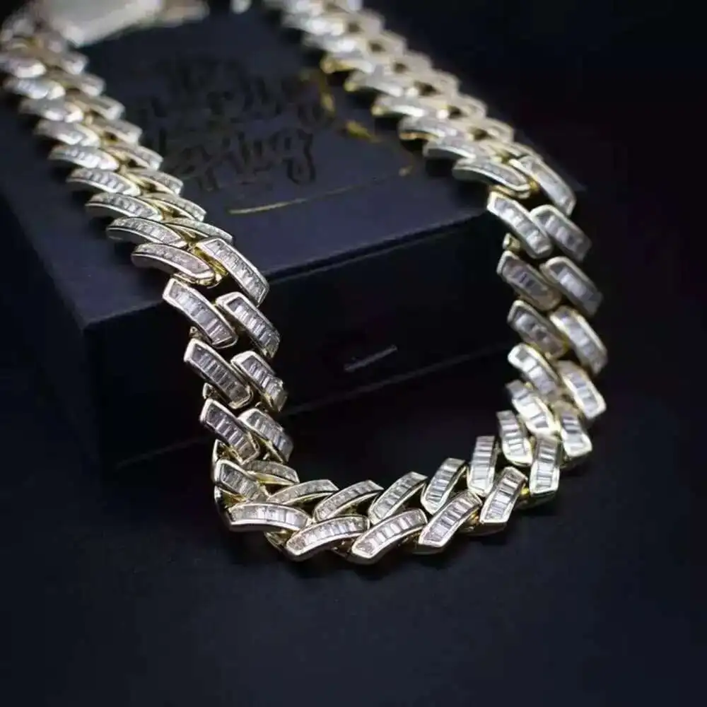 Custom Hip Hop Link 925 Silver Iced Out 18mm Hand Channel Setting Baguette Moissanite Cuban Chains
Custom Hip Hop Link 925 Silver Iced Out 18mm Hand Channel Setting Baguette Moissanite Cuban Chains