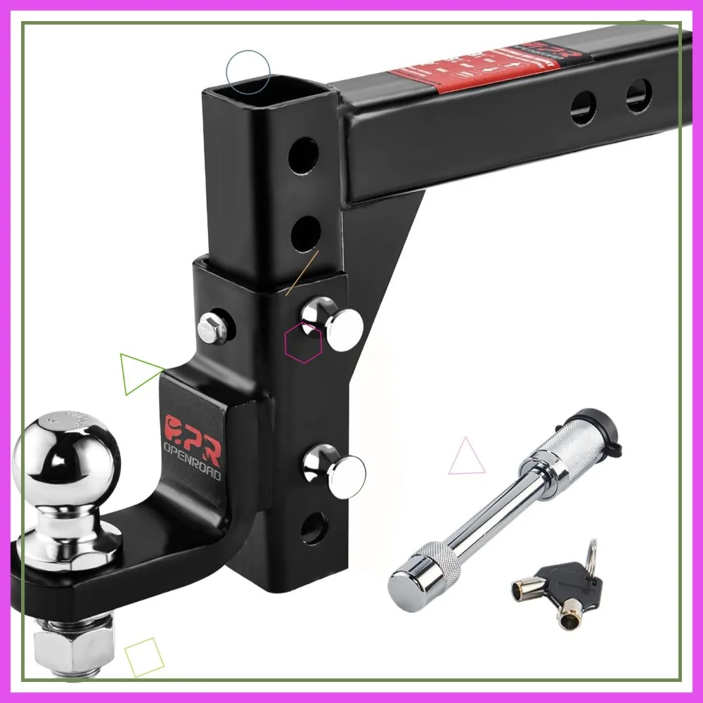 Adjustable Trailer Hitch Ball Mount - 2-Inch Receiver, 7500lbs Capacity, 9.5" Drop/8.25" Rise, Heavy Duty with Lock
Adjustable Trailer Hitch Ball Mount - 2-Inch Receiver, 7500lbs Capacity, 9.5" Drop/8.25" Rise, Heavy Duty with Lock