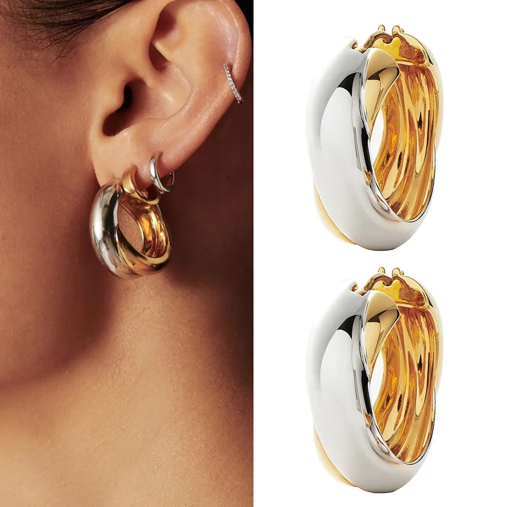 High-end light luxury two-tone earrings, high-quality electric vintage jewelry, contrasting copper earrings, gold-plated
High-end light luxury two-tone earrings, high-quality electric vintage jewelry, contrasting copper earrings, gold-plated