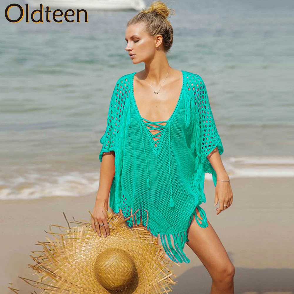 Fashion Crochet Tunic Sexy Hollow Out See Through Fringed Mini Dress Summer Clothes Women Beach Wear Swim Suit Bikini Cover-ups
Fashion Crochet Tunic Sexy Hollow Out See Through Fringed Mini Dress Summer Clothes Women Beach Wear Swim Suit Bikini Cover-ups