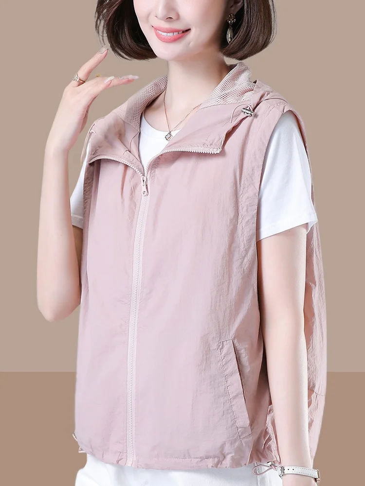 Summer 2026 New Style Thin Hooded Vest Quick Dry Casual Loose Sleeveless Jacket Women's Commute Style Straight Cut Zipper
Summer 2026 New Style Thin Hooded Vest Quick Dry Casual Loose Sleeveless Jacket Women's Commute Style Straight Cut Zipper