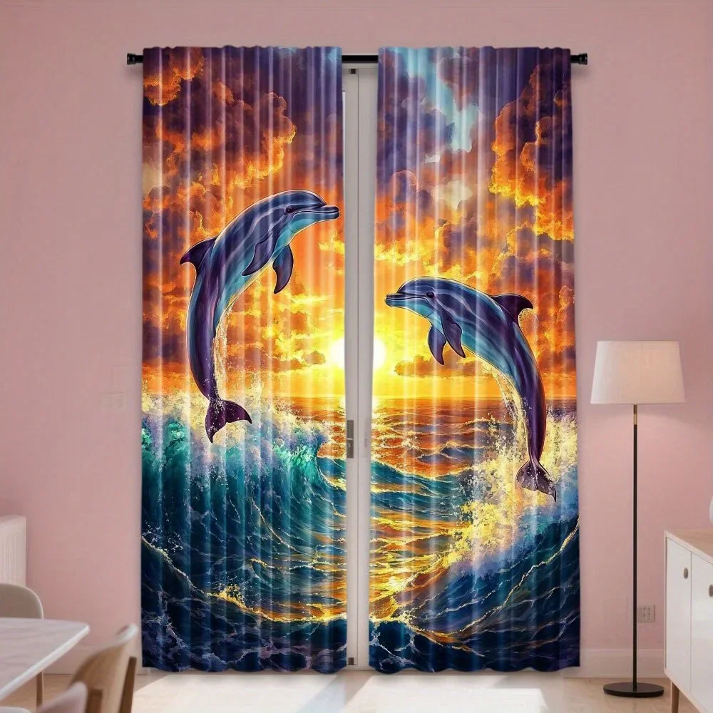 Dolphin Ocean Wave Theme Print Drapes Room Darkening Window Curtains for Home Decor,Rod Pocket Blackout Curtains Bedroom
Dolphin Ocean Wave Theme Print Drapes Room Darkening Window Curtains for Home Decor,Rod Pocket Blackout Curtains Bedroom
