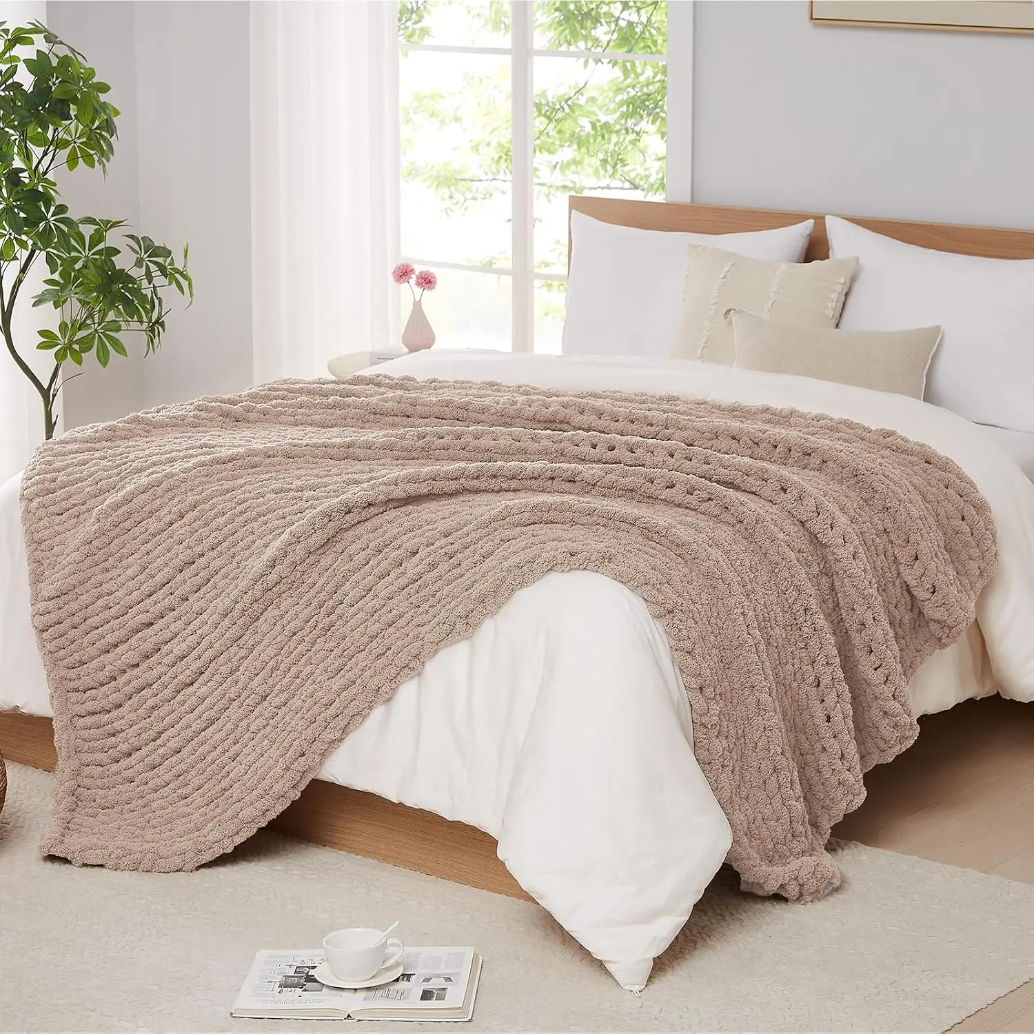 Chunky Knit Blanket Throw 60x80 Inches Chenille Handmade Thick Cable Knit for Bed Couch Home Decor Light Taupe
Chunky Knit Blanket Throw 60x80 Inches Chenille Handmade Thick Cable Knit for Bed Couch Home Decor Light Taupe