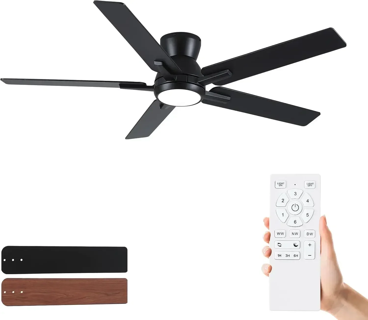 52 Inch Black Flush Mount Ceiling Fans with Lights and Remote, Black Low Profile Ceiling Fan for Bedroom Living Room Pa
52 Inch Black Flush Mount Ceiling Fans with Lights and Remote, Black Low Profile Ceiling Fan for Bedroom Living Room Pa