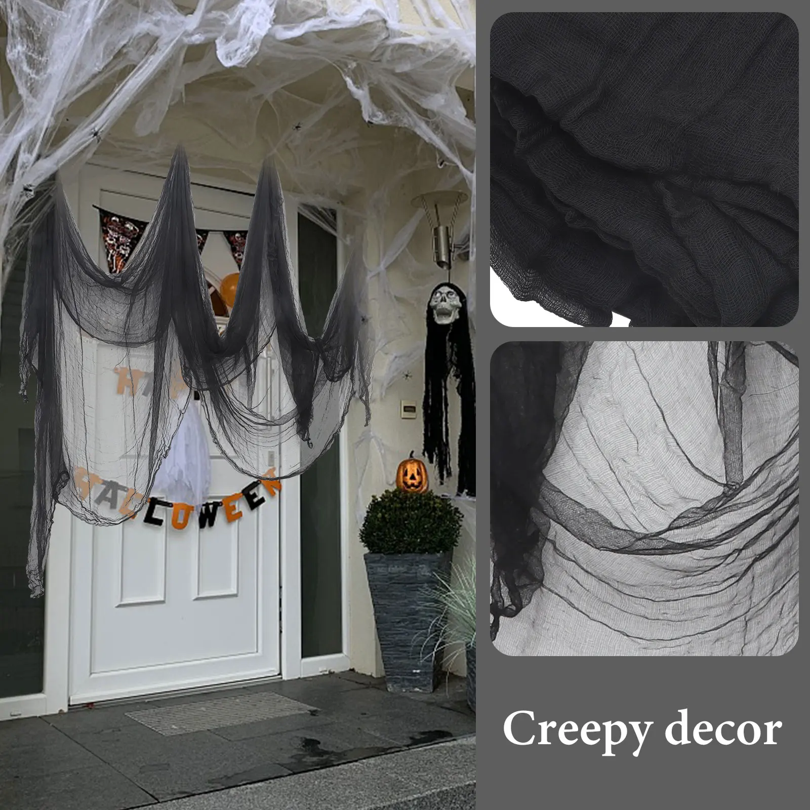 Black Creepy Cloth Decoration Haunted House Scary Fabric Spooky Hanging Decor Halloween Party Festival Decoration Gauze Cloth
Black Creepy Cloth Decoration Haunted House Scary Fabric Spooky Hanging Decor Halloween Party Festival Decoration Gauze Cloth