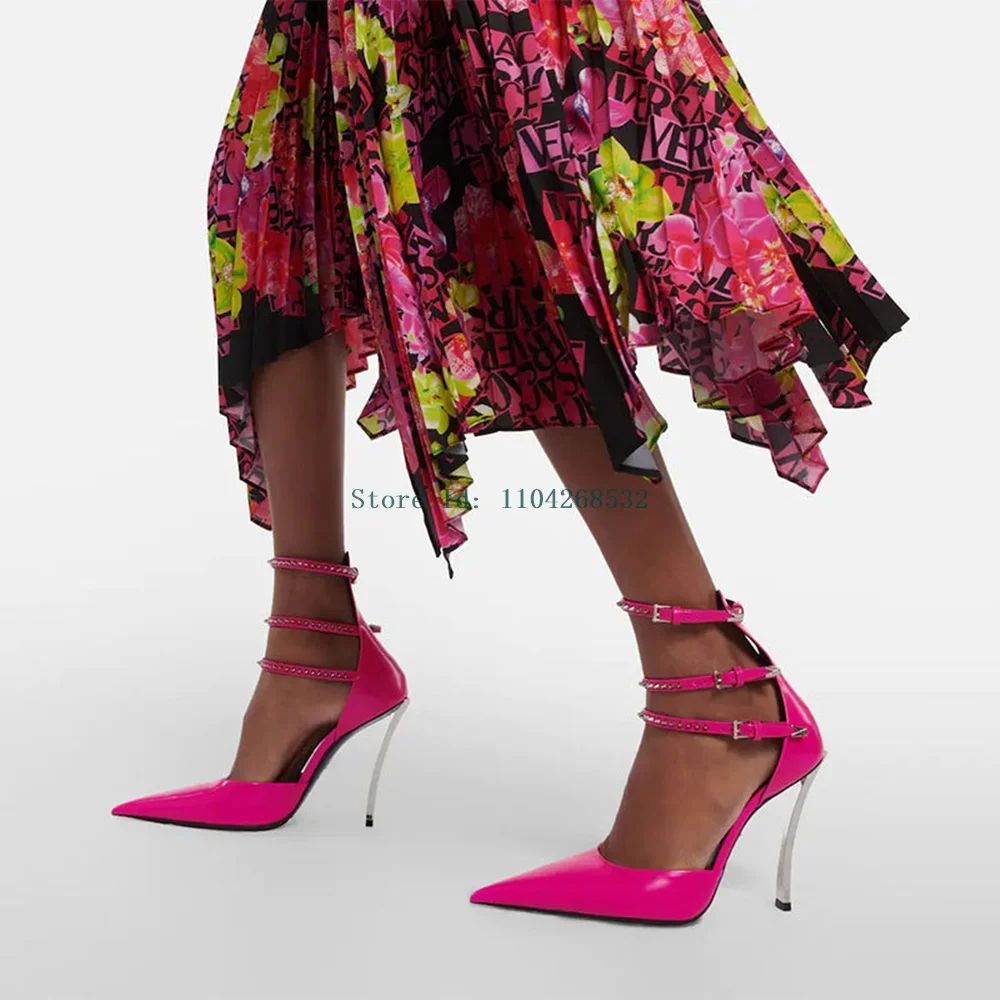 Rivet Multi Strap Metal Heel Runway Shoes Sexy Pointed Toe Stiletto Patent Leather New Arrivlas Fashion Women Modern Shoes
Rivet Multi Strap Metal Heel Runway Shoes Sexy Pointed Toe Stiletto Patent Leather New Arrivlas Fashion Women Modern Shoes