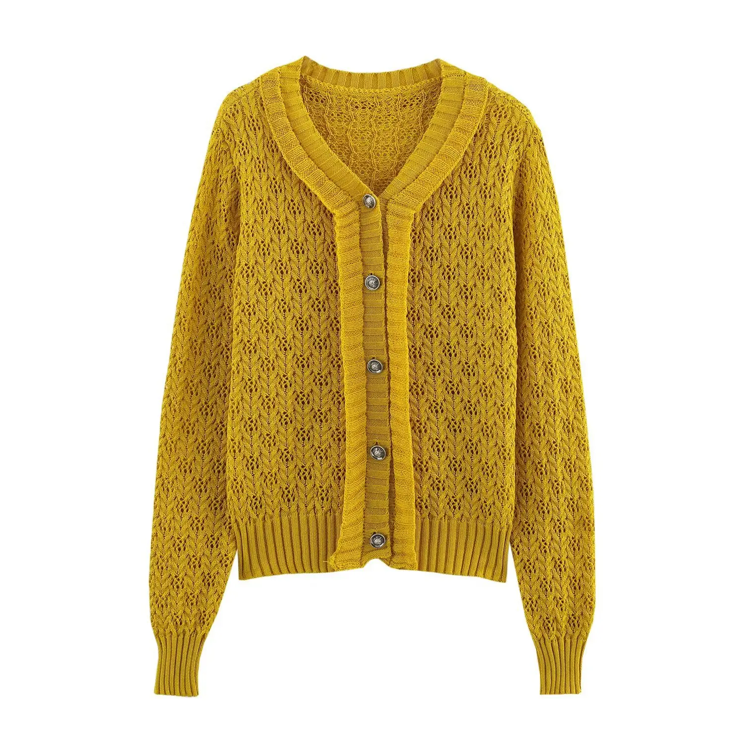 ZBZA Women's Slim Fit Knitted Cardigan V-neck Long Sleeve Single-breasted Elastic Hem Solid Color Short Sweater Spring Chic Top
ZBZA Women's Slim Fit Knitted Cardigan V-neck Long Sleeve Single-breasted Elastic Hem Solid Color Short Sweater Spring Chic Top