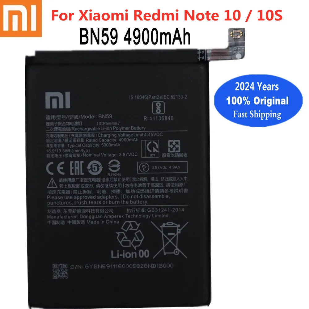 High Quality BN59 Xiao mi 100% Original Battery For Xiaomi Redmi Note 10S 10 5000mAh Phone Bateria Batteries + Tracking Number
High Quality BN59 Xiao mi 100% Original Battery For Xiaomi Redmi Note 10S 10 5000mAh Phone Bateria Batteries + Tracking Number