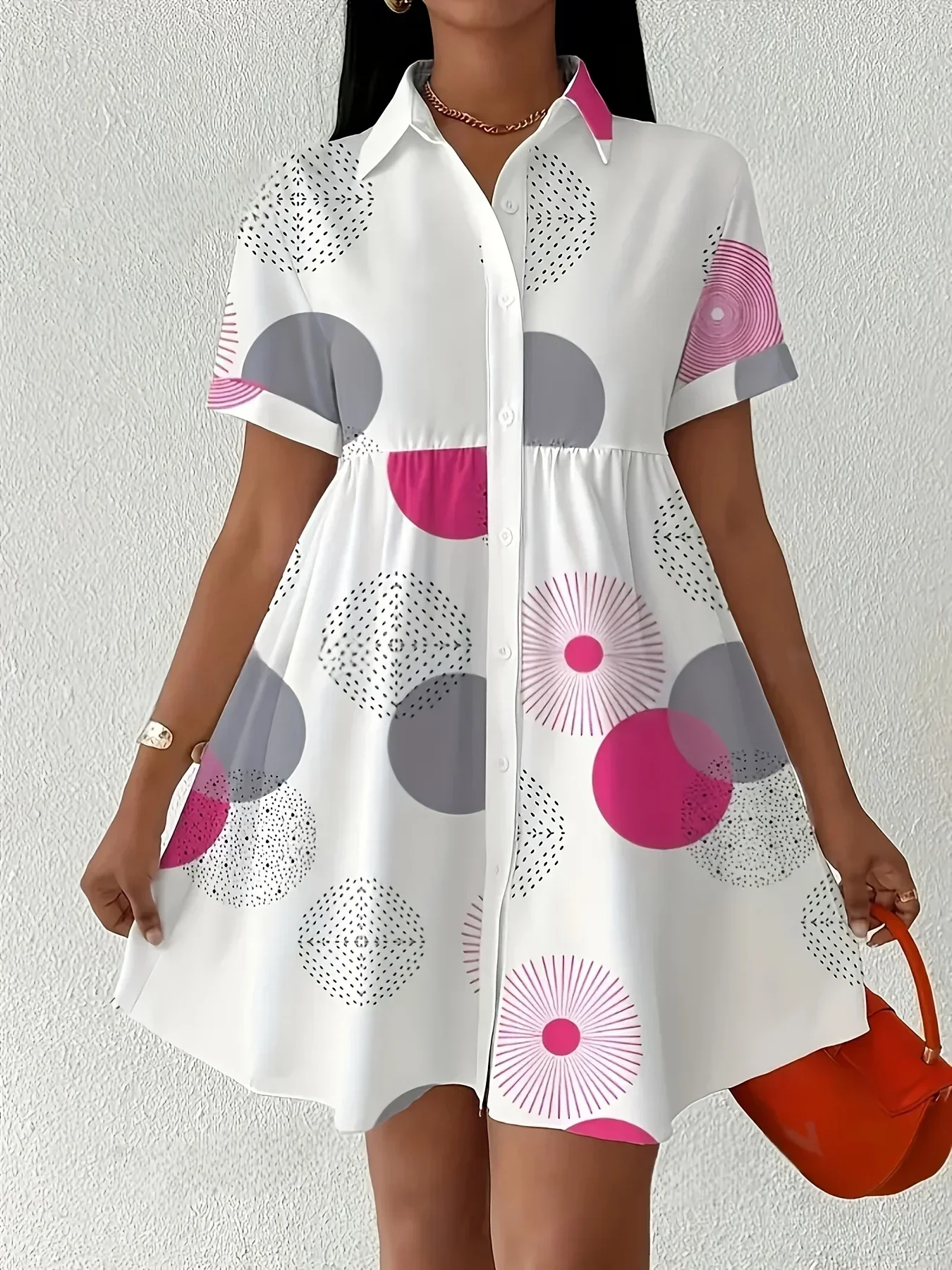 Plus Size 1XL-5XL Women's Fashion Button-Up with Lapel Collar Short Sleeves Summer Cute Dresses Elegant Print Dress
Plus Size 1XL-5XL Women's Fashion Button-Up with Lapel Collar Short Sleeves Summer Cute Dresses Elegant Print Dress