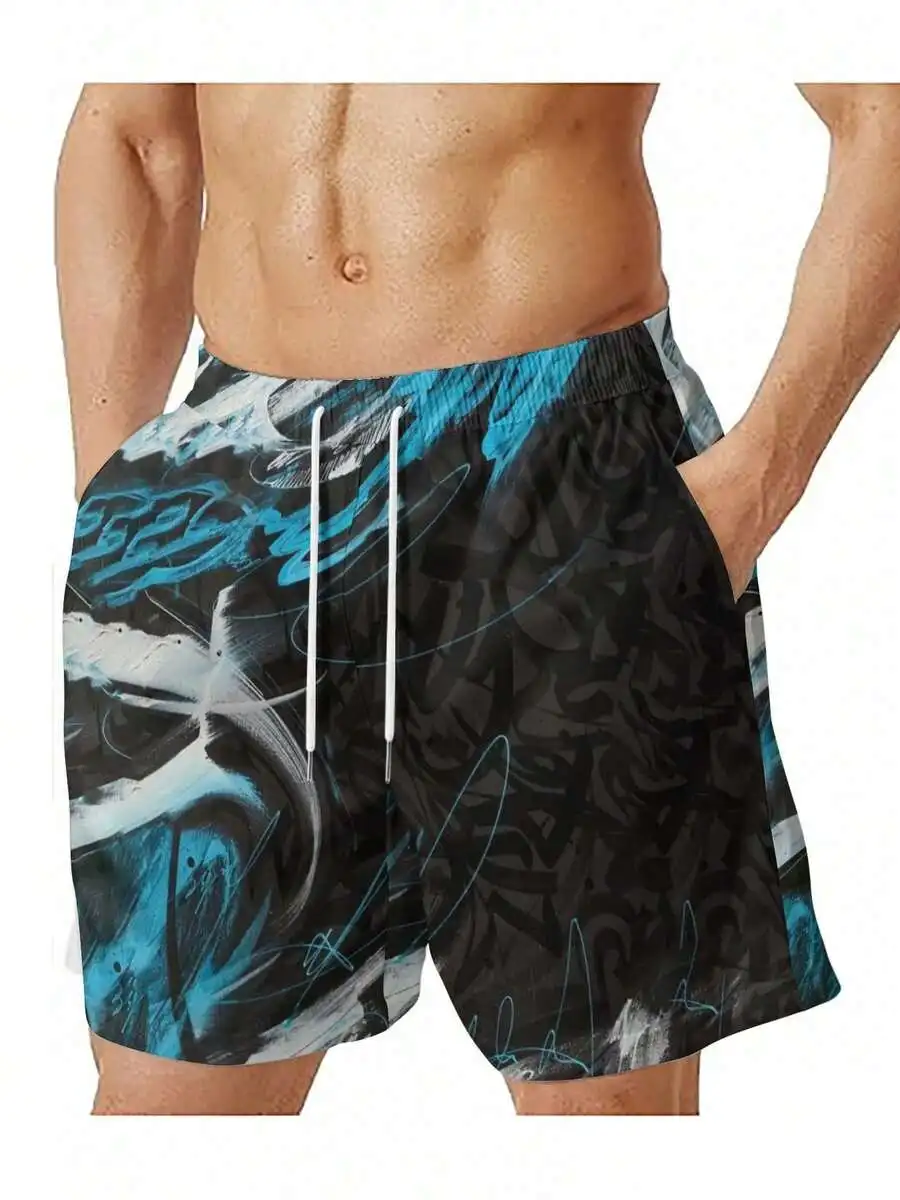 Mens Loose Beach Shorts With Abstract Print, Breathable Quick Dry Swim Trunks
Mens Loose Beach Shorts With Abstract Print, Breathable Quick Dry Swim Trunks