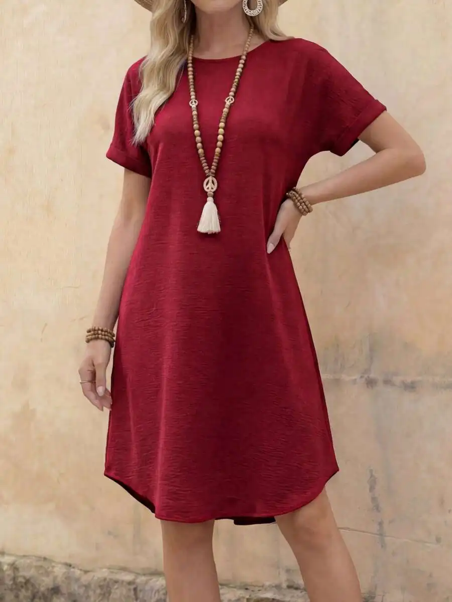 Women Solid Color Short Sleeve A-Line Dress Casual Summer
Women Solid Color Short Sleeve A-Line Dress Casual Summer