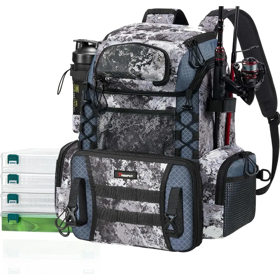 Fishing Tackle Backpack with Rod Holders and 4 Tackle Boxes for Outdoor Fishing Waterproof Rain Cover Included Durable and Spac
Fishing Tackle Backpack with Rod Holders and 4 Tackle Boxes for Outdoor Fishing Waterproof Rain Cover Included Durable and Spac