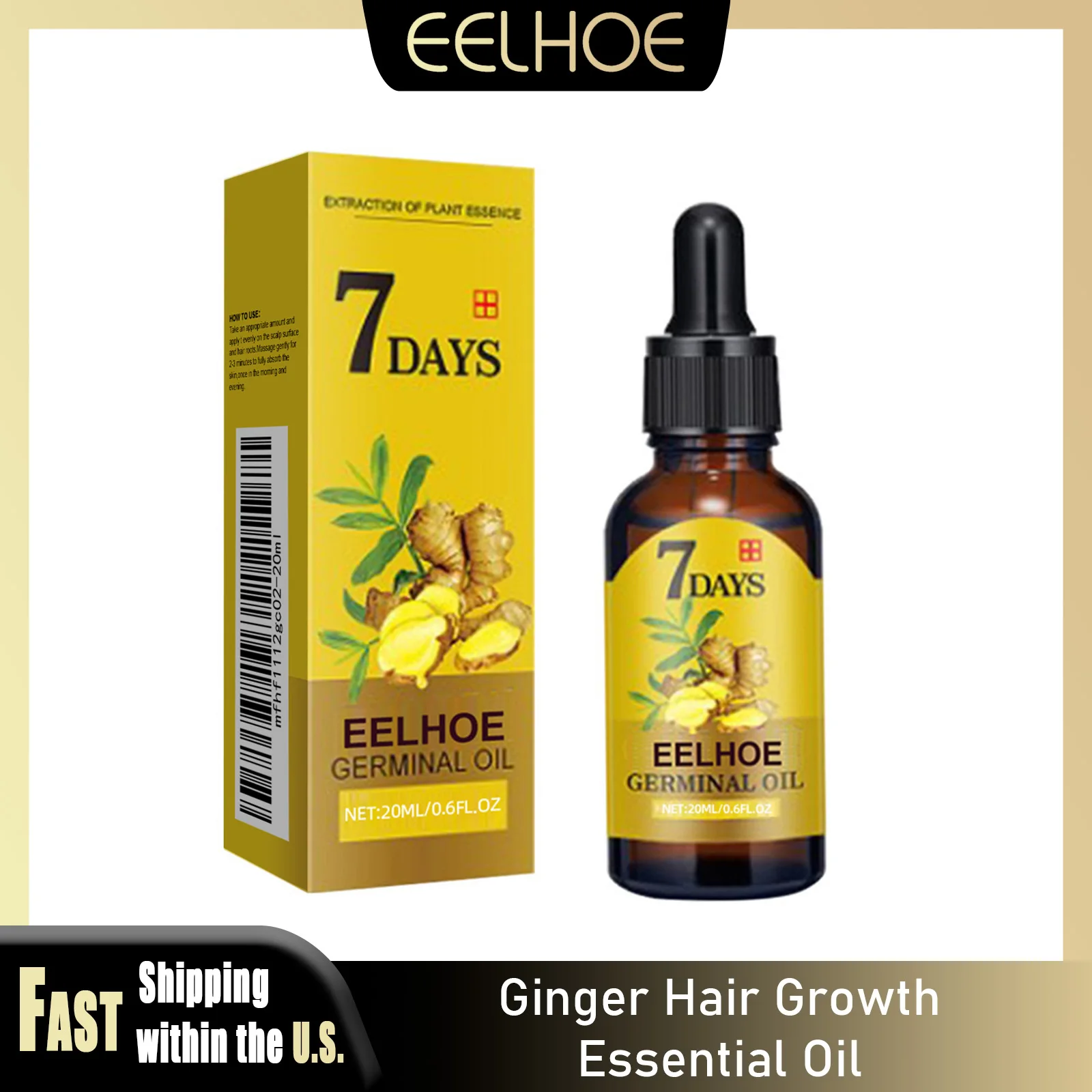 EELHOE 40ml Ginger Hair Growth Essential Oil Anti Hair Loss Fast Regrowth Thicken Oils Nourish Repair Damaged Roots Hair Care
EELHOE 40ml Ginger Hair Growth Essential Oil Anti Hair Loss Fast Regrowth Thicken Oils Nourish Repair Damaged Roots Hair Care
