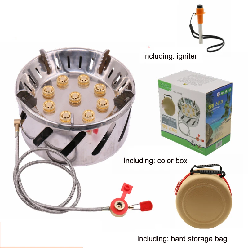 Stainless Steel 9-head Camping Gas Stove Outdoor Camping Picnic Tour Portable 9 Holes Stove Camping Gas Stove camping equipment
Stainless Steel 9-head Camping Gas Stove Outdoor Camping Picnic Tour Portable 9 Holes Stove Camping Gas Stove camping equipment