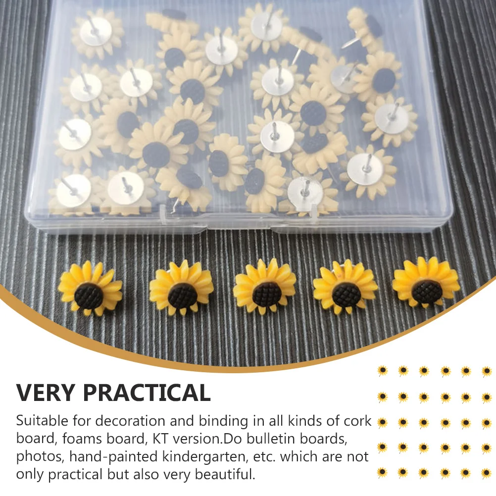 30pcs Sunflower Thumb Tacks Assorted Colors Decorative Push Pins Resin High-grade Household DIY Accessories Office for Painting
30pcs Sunflower Thumb Tacks Assorted Colors Decorative Push Pins Resin High-grade Household DIY Accessories Office for Painting