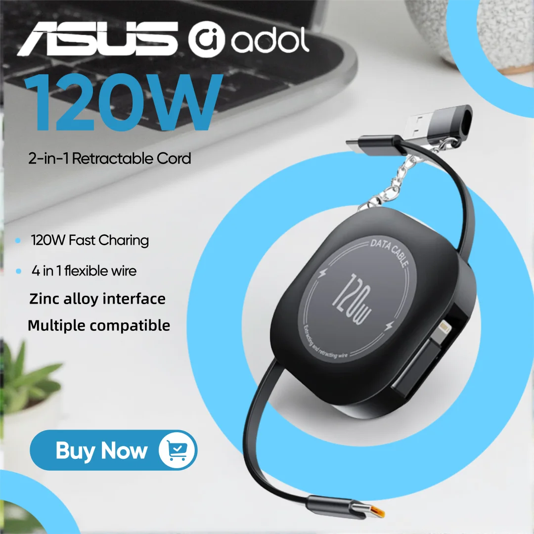 ASUS 120W USB C To USB C Retractable Charging Cable With Type C Female To USB ios Male Adapter For iPhone 17 Xiaomi Data Cord
ASUS 120W USB C To USB C Retractable Charging Cable With Type C Female To USB ios Male Adapter For iPhone 17 Xiaomi Data Cord