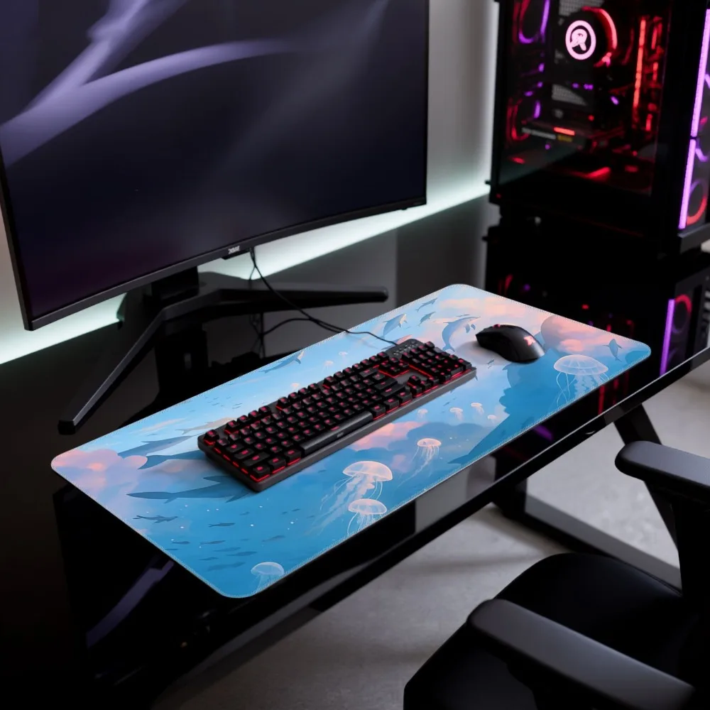 With colorful whale and dolphin pattern design, durable desktop mat mousepad profissional decoração setup gamer
With colorful whale and dolphin pattern design, durable desktop mat mousepad profissional decoração setup gamer
