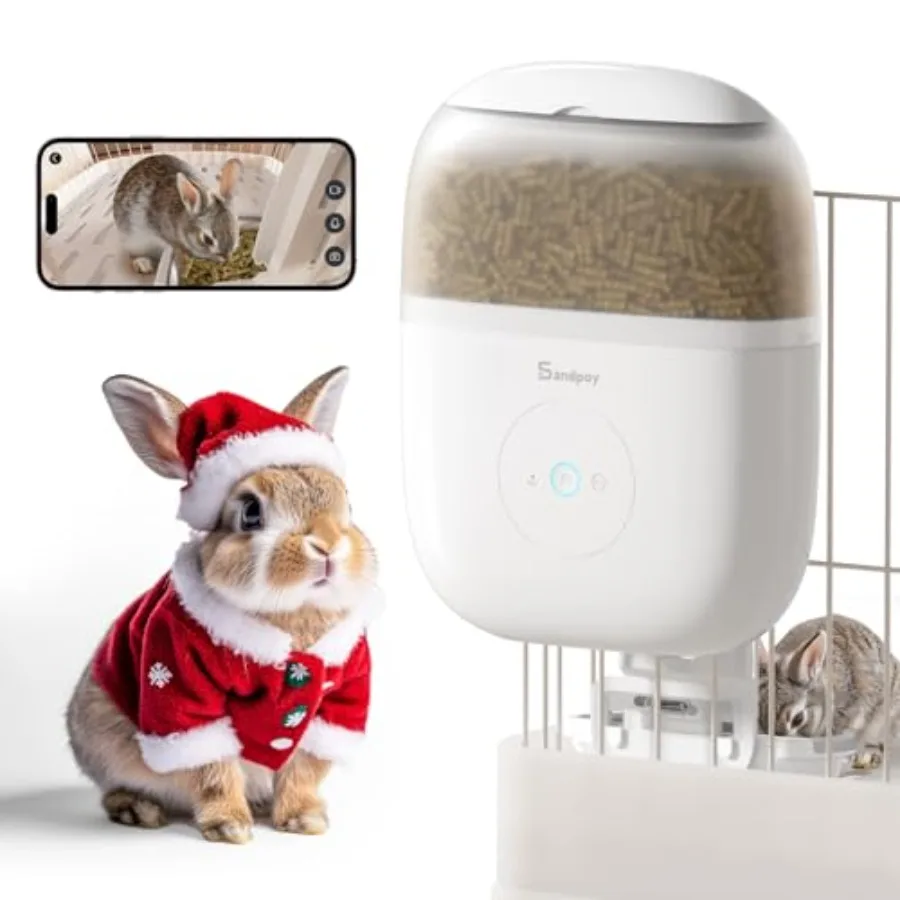 Hanging Automatic Rabbit Feeder with 1080P, 62oz Storage, Multiple Pet Cage Compatibility, Customized Feeding Schedule- Perfect
Hanging Automatic Rabbit Feeder with 1080P, 62oz Storage, Multiple Pet Cage Compatibility, Customized Feeding Schedule- Perfect