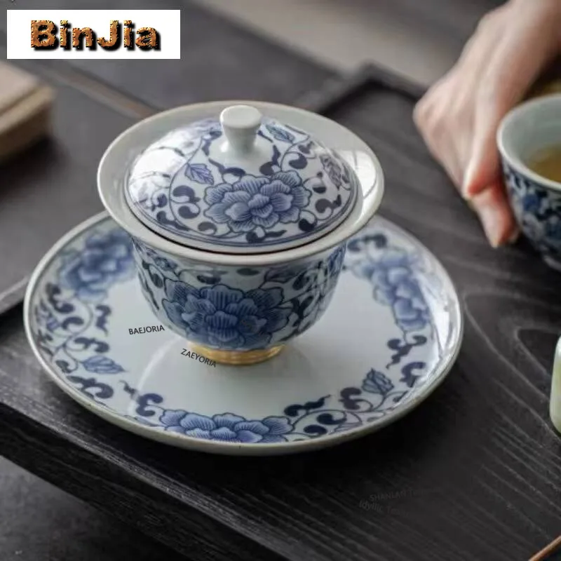 150ml Blue and White Porcelain Gaiwan Creative Tea Tureen Tea Bowl with Lid Kit Tea Maker Cover Bowl Cha Accessories Ornaments
150ml Blue and White Porcelain Gaiwan Creative Tea Tureen Tea Bowl with Lid Kit Tea Maker Cover Bowl Cha Accessories Ornaments
