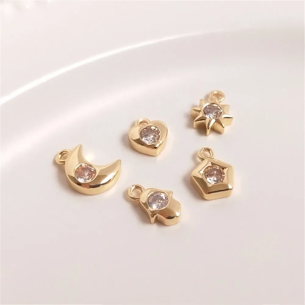 14K Gold Plated Set zircon pendant star, moon, heart, five-pointed star pendant DIY pendant
14K Gold Plated Set zircon pendant star, moon, heart, five-pointed star pendant DIY pendant