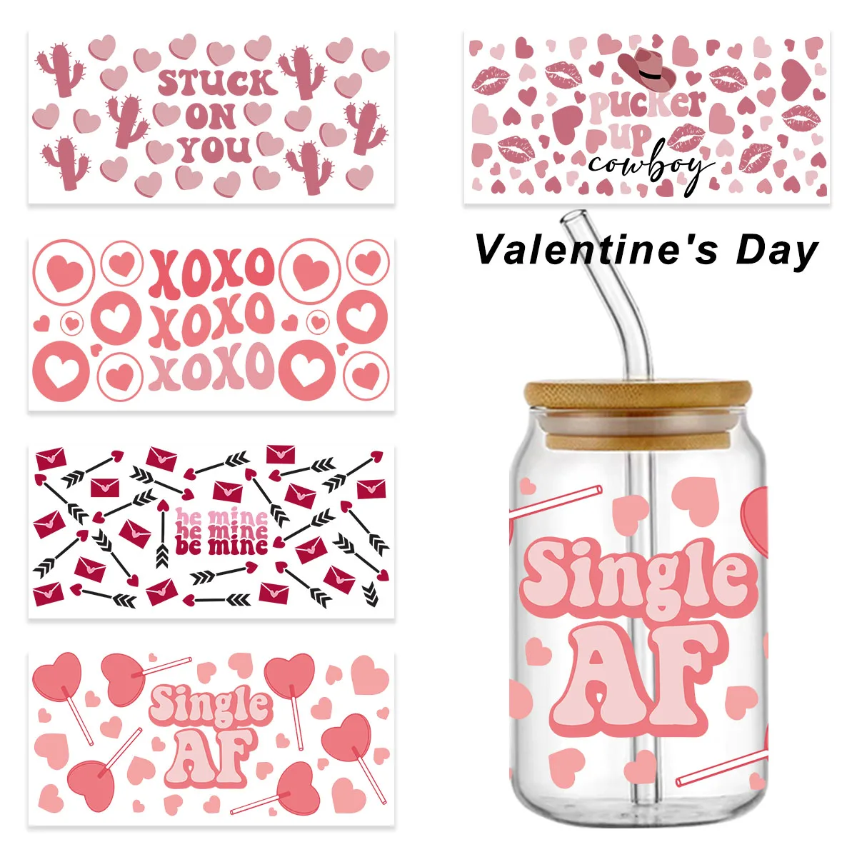 16oz Valentine's Day Design 3D UV DTF Cup Packaging Cute Pattern Wrapping Sticker Waterproof UV Packaging
16oz Valentine's Day Design 3D UV DTF Cup Packaging Cute Pattern Wrapping Sticker Waterproof UV Packaging