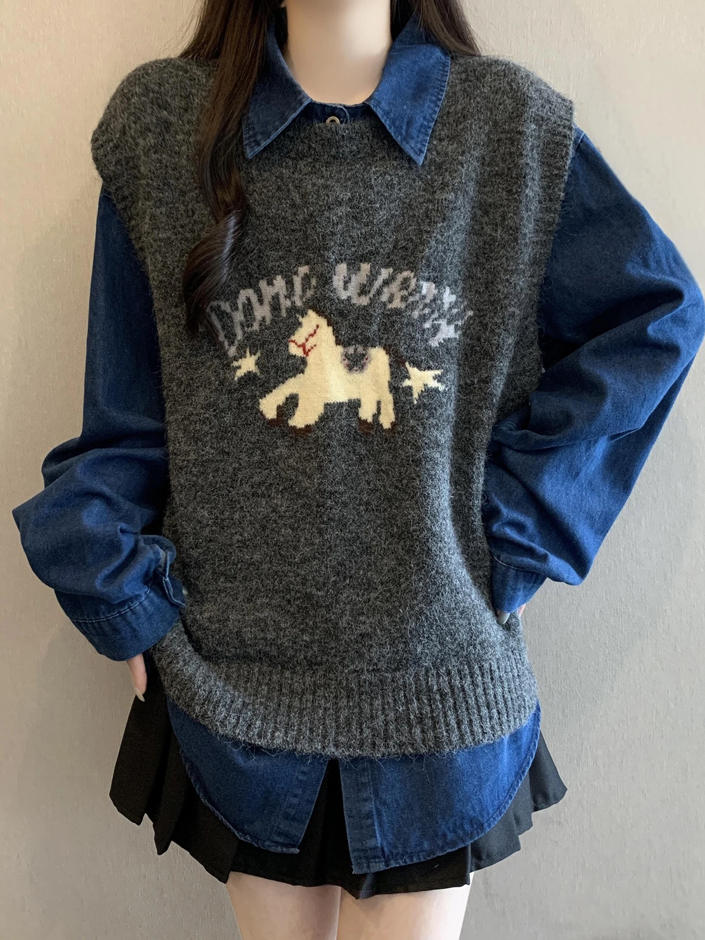 plus Size Women's Autumn Winter Knitted Sweater And Denim irt Two Piece Set Cartoon Embroidery Faionable Commute Sle
plus Size Women's Autumn Winter Knitted Sweater And Denim irt Two Piece Set Cartoon Embroidery Faionable Commute Sle