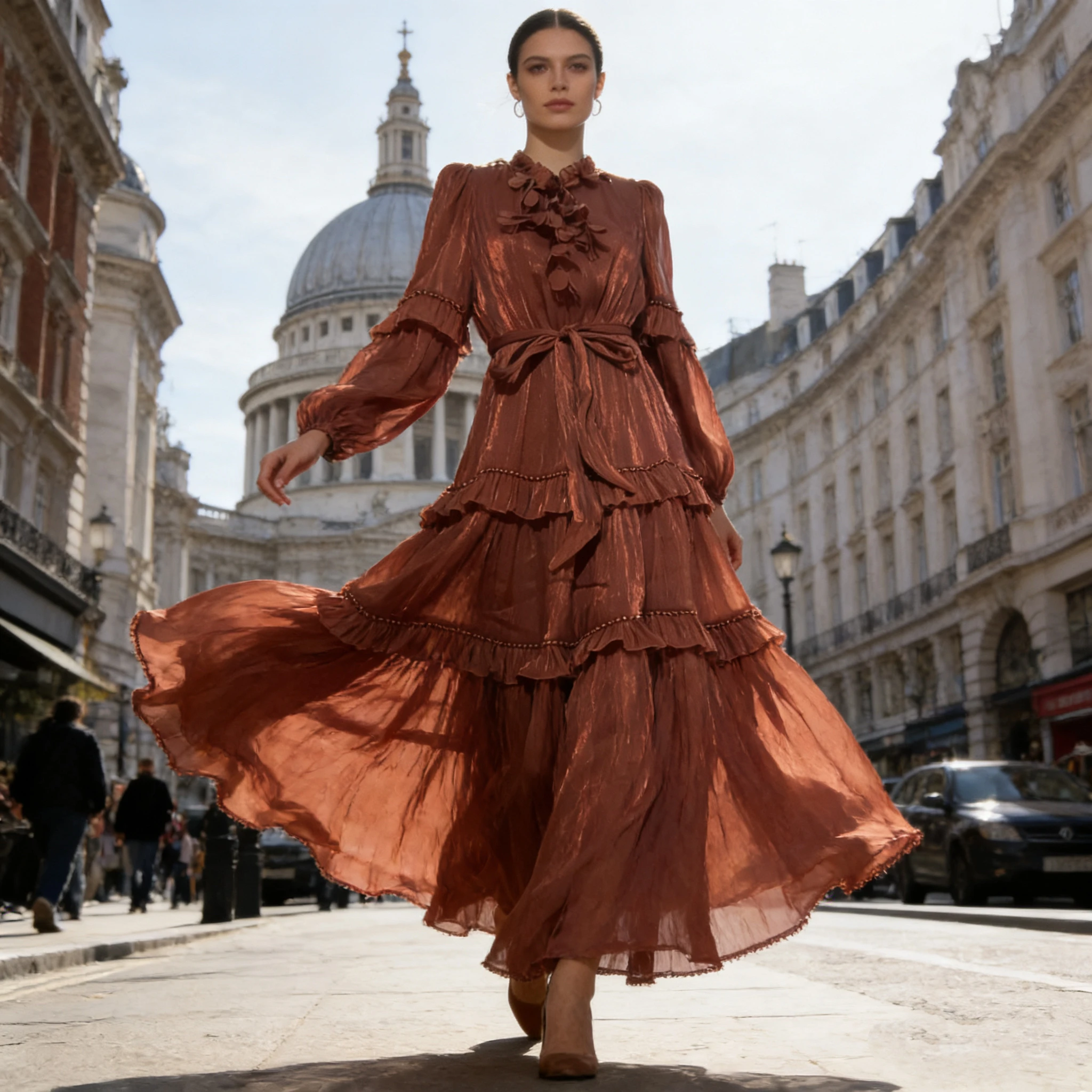 New Holiday Sle Long Pearl Trimmed Ruffle Hem Gown Pure Color Belted Stand Collar Multi Layered Skirt a Line Dr
New Holiday Sle Long Pearl Trimmed Ruffle Hem Gown Pure Color Belted Stand Collar Multi Layered Skirt a Line Dr