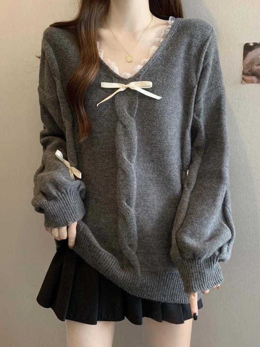 plus Size Women's V-Neck Lace Trim Long Sleeve Knitted Top Slimming Base Layer Mid-Length Sweater Loose Fit Casual Style
plus Size Women's V-Neck Lace Trim Long Sleeve Knitted Top Slimming Base Layer Mid-Length Sweater Loose Fit Casual Style