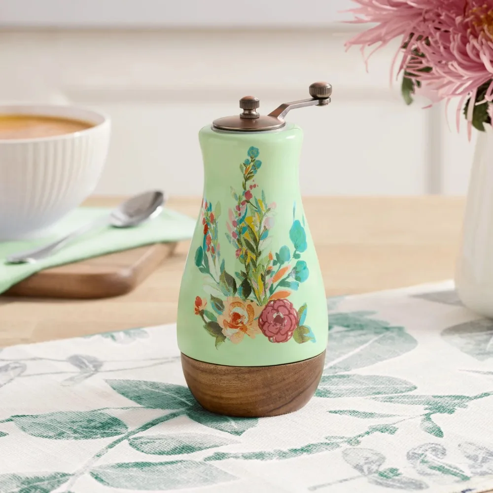 Painted Meadow Ceramic Pepper Mill with Metal Grinder and Acacia Wood Base, Must-have item for any country kitchen
Painted Meadow Ceramic Pepper Mill with Metal Grinder and Acacia Wood Base, Must-have item for any country kitchen