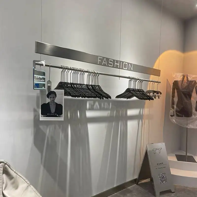 Customized Clothing Store Display Rack Stainless Steel Wall Mount Hanging Ceiling Hanger Rod Internet Celebrity Buyer Store
Customized Clothing Store Display Rack Stainless Steel Wall Mount Hanging Ceiling Hanger Rod Internet Celebrity Buyer Store