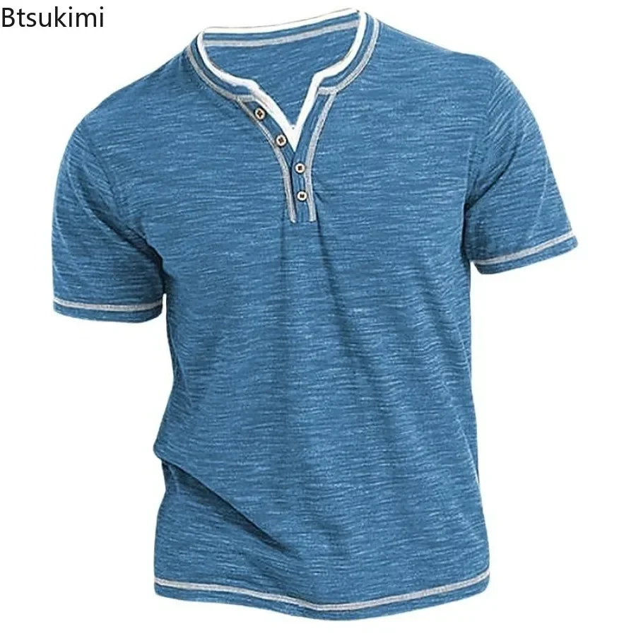 New Summer V-neck Short Sleeve T-shirts 2025 Men's Casual Henley Collar Shirt Comfortable Cotton Elastic Tops Men Sport Gym Tees
New Summer V-neck Short Sleeve T-shirts 2025 Men's Casual Henley Collar Shirt Comfortable Cotton Elastic Tops Men Sport Gym Tees