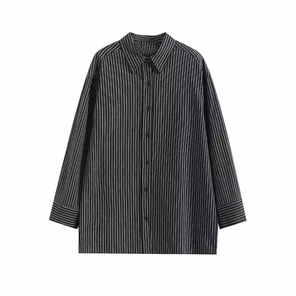 Women's new fashion loose versatile lapel shirt casual Button-up striped shirt retro long sleeved women's shirt chic top Skazi
Women's new fashion loose versatile lapel shirt casual Button-up striped shirt retro long sleeved women's shirt chic top Skazi