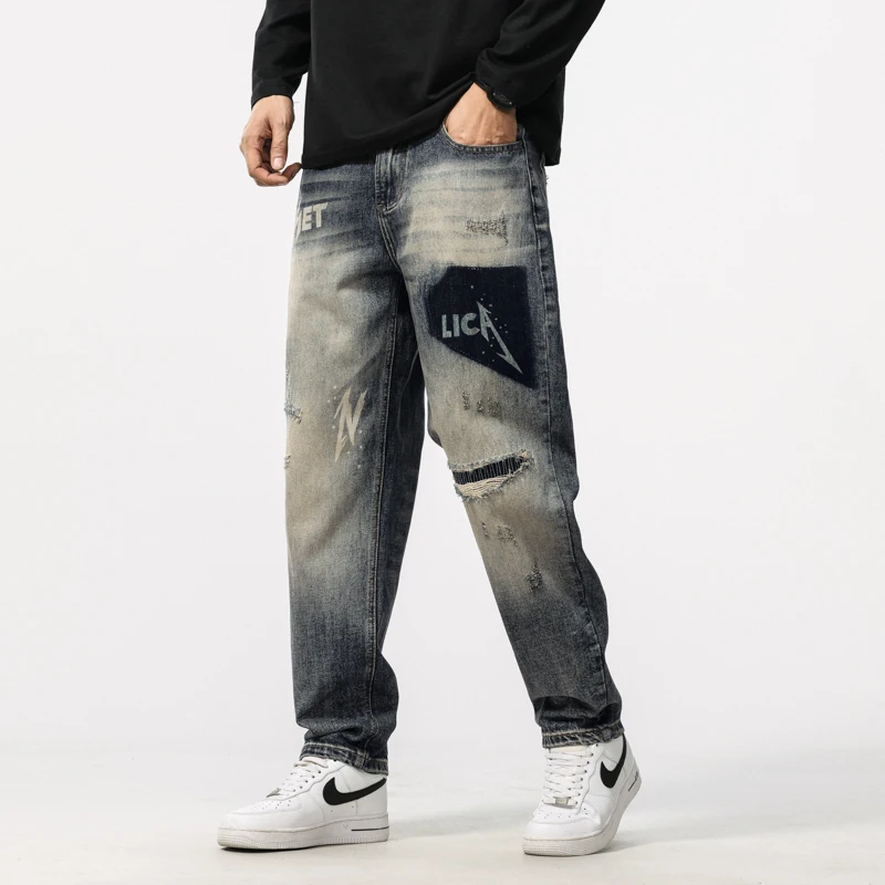 BYCL905 American high street torn holes cut and frayed prints heavy craft wash trend fashion men's jeans
BYCL905 American high street torn holes cut and frayed prints heavy craft wash trend fashion men's jeans