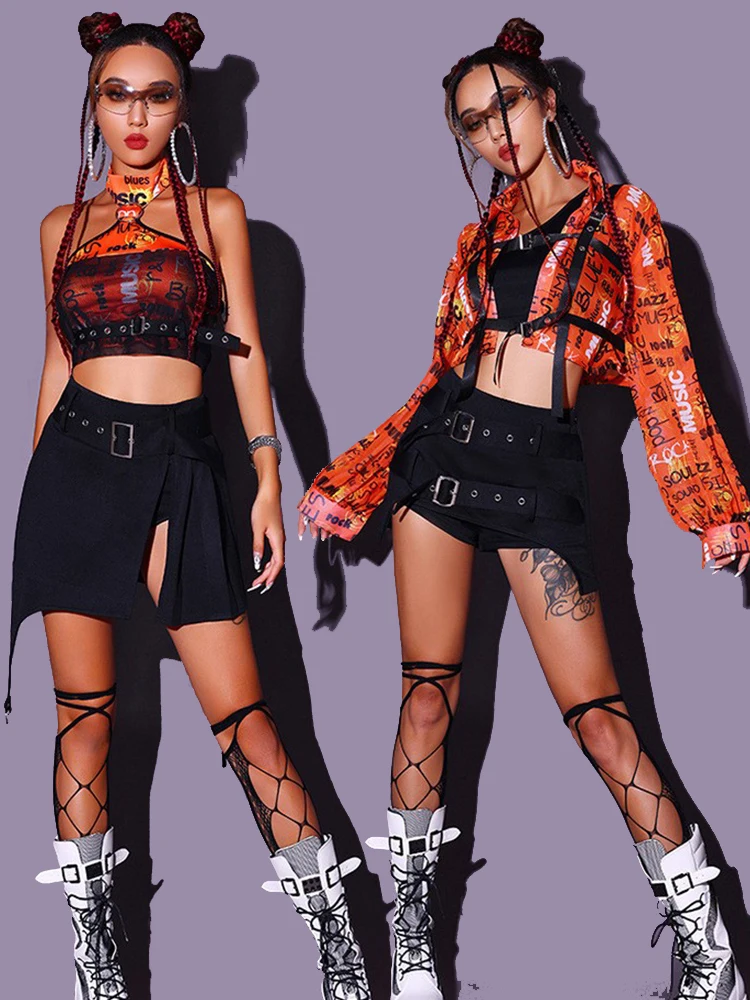Adult Women's Dance Costume Korean Hip Hop Performance Outfit Jazz Dancewear Practice Suit Stage Costume Roman Cloth Material
Adult Women's Dance Costume Korean Hip Hop Performance Outfit Jazz Dancewear Practice Suit Stage Costume Roman Cloth Material