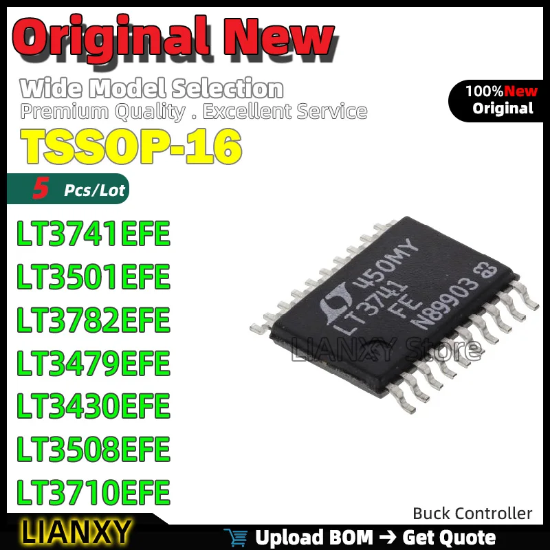 5 шт. TSSOP-16 LT3741EFE LT3501EFE LT3782EFE LT3479EFE LT3430EFE LT3508EFE LT3710EFE понижающий контроллер, новый оригинальный
5 шт. TSSOP-16 LT3741EFE LT3501EFE LT3782EFE LT3479EFE LT3430EFE LT3508EFE LT3710EFE понижающий контроллер, новый оригинальный