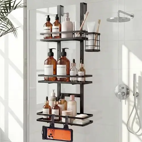 Three-Tier Over-The-Door Shower Organizer With Waterproof Phone Holder, Rustproof Black Bathroom Shelf For Shampoo, Soap And
Three-Tier Over-The-Door Shower Organizer With Waterproof Phone Holder, Rustproof Black Bathroom Shelf For Shampoo, Soap And