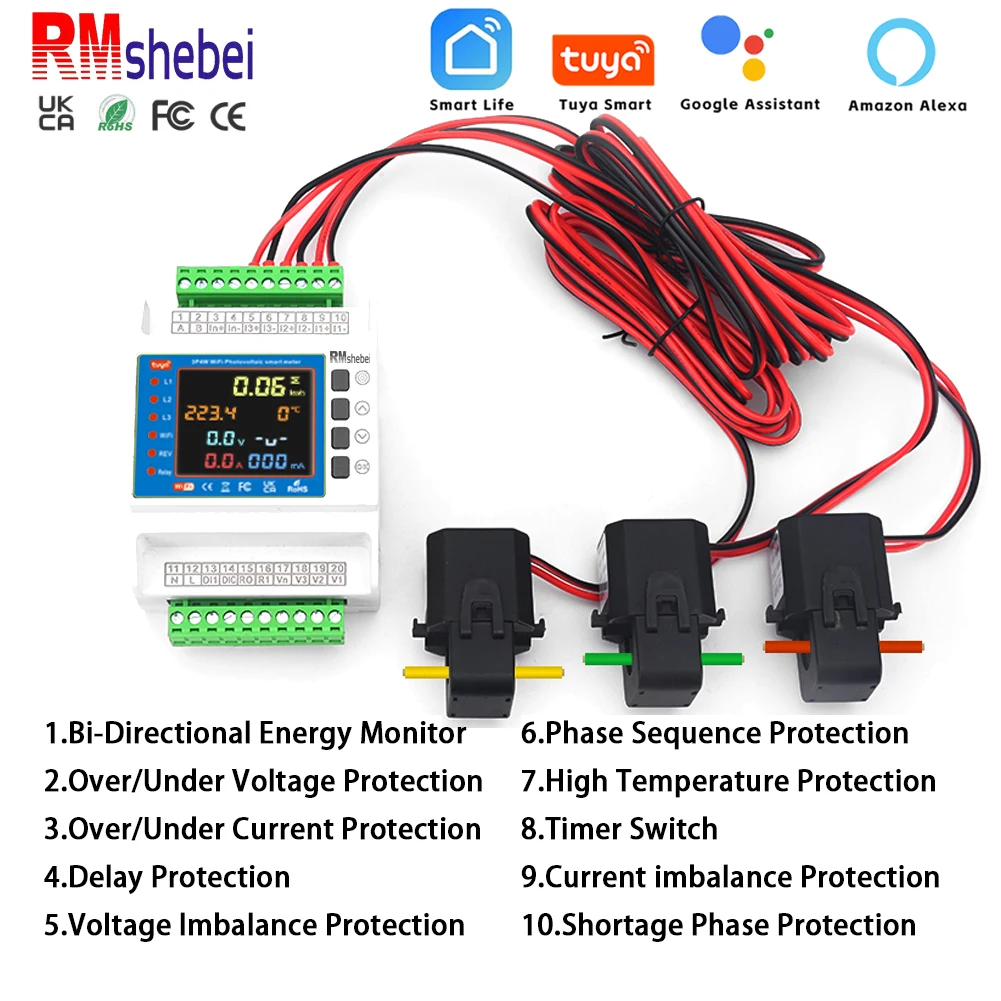 RMshebei Tuya wifi Smart Circuit Breaker 100A3P alexa smartlife Time relay din rail energy meter Overload over voltage protector
RMshebei Tuya wifi Smart Circuit Breaker 100A3P alexa smartlife Time relay din rail energy meter Overload over voltage protector