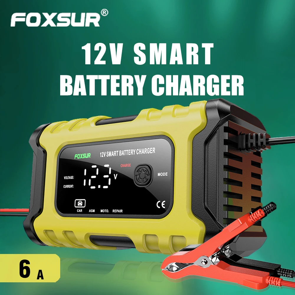 FOXSUR12V6A Motorcycle Battery Charger Car Battery Smart Charger Multi-battery mode repairer
FOXSUR12V6A Motorcycle Battery Charger Car Battery Smart Charger Multi-battery mode repairer