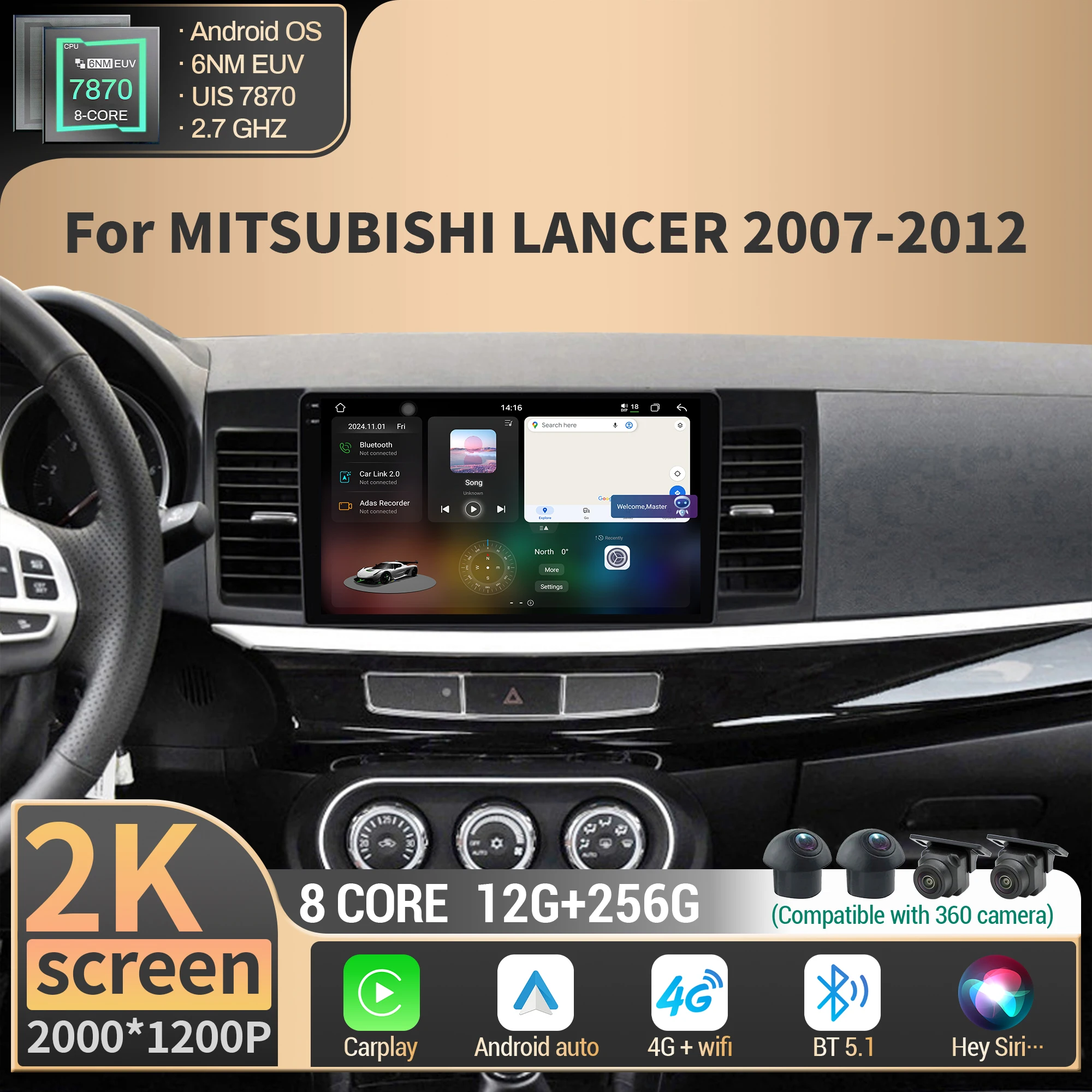 For MITSUBISHI LANCER 2007-2012 Car Radio Multimedia Navigation Wireless BT Carplay 4G GPS CPU 7870 Android 2K QLED Screen
For MITSUBISHI LANCER 2007-2012 Car Radio Multimedia Navigation Wireless BT Carplay 4G GPS CPU 7870 Android 2K QLED Screen